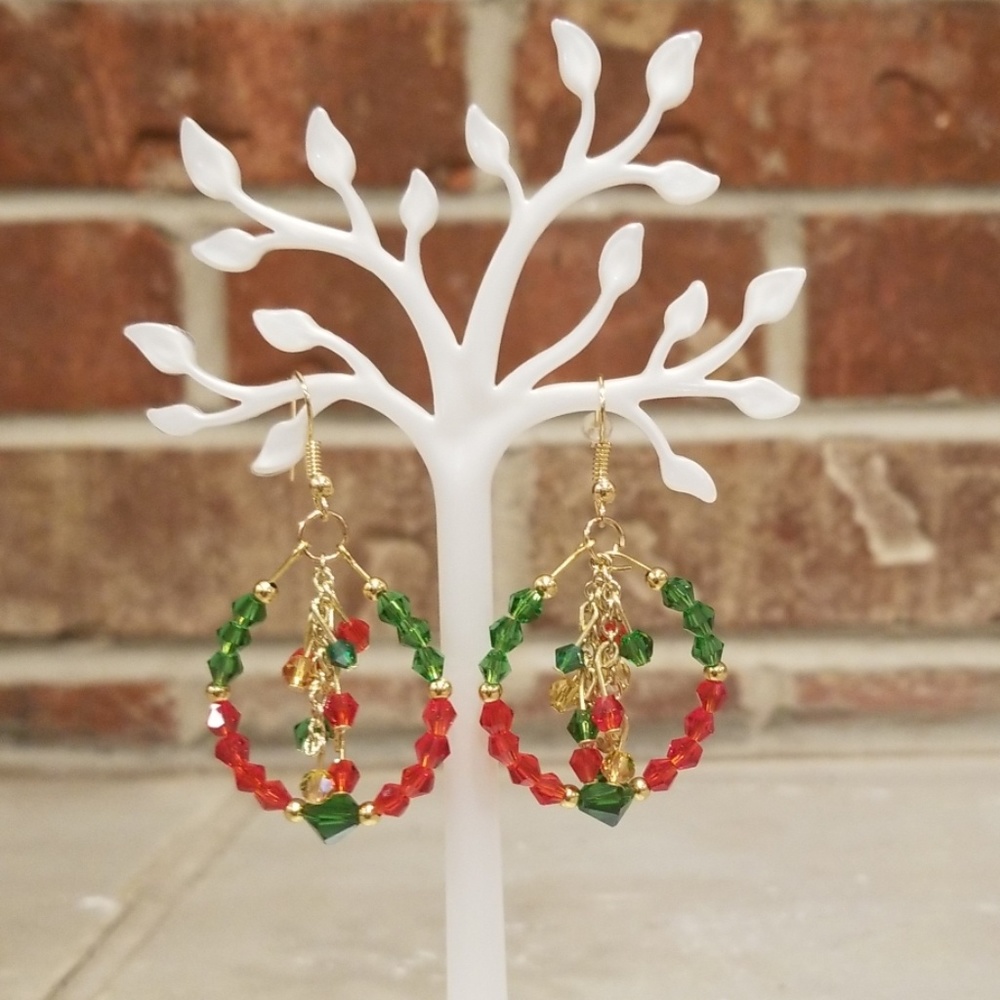 Crystal Evergreen and Apple colored earrings